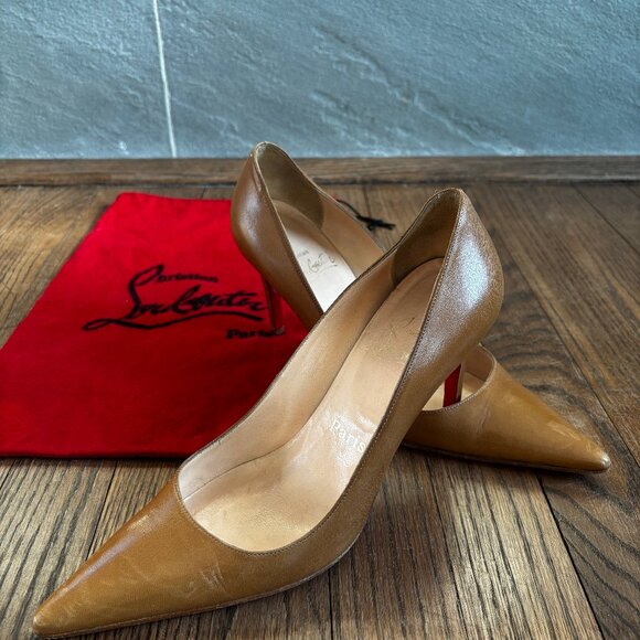 Christian Louboutin Pointed-Toe Leather Pumps, 37 - Picture 3 of 8